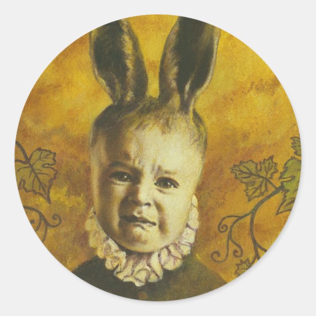 Baby Bunny Mutant Design Classic Round Sticker (Front)