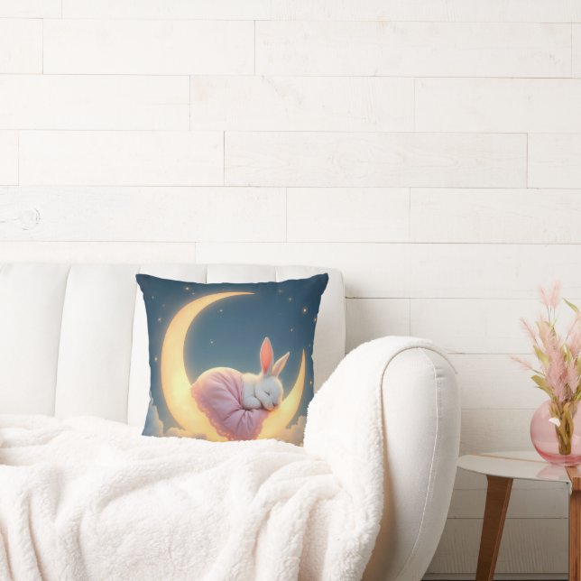 Baby Bunny On a Crescent Moon Cushion (Couch)