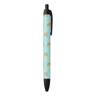 baby bunny on teal polka dot background black ink pen