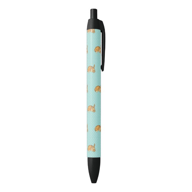 baby bunny on teal polka dot background black ink pen (Bottom (Vertical))