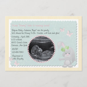 Baby Bunny Pink Photo Baby Shower Invitation