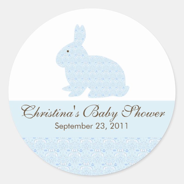 Baby Bunny Rabbit Baby Shower Sticker (Front)