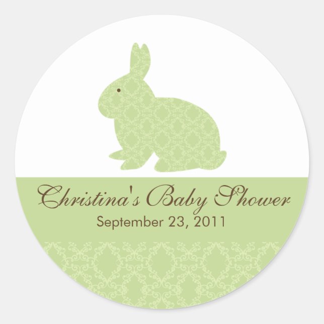 Baby Bunny Rabbit Baby Shower Sticker Neutral (Front)