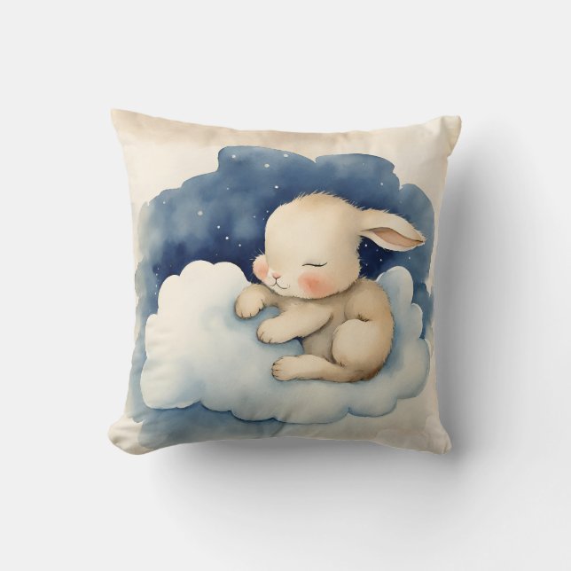 Baby Bunny Rabbit Boys Nursery Cushion (Front)