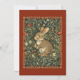 Baby Bunny Rabbit in William Morris Style Garden Invitation