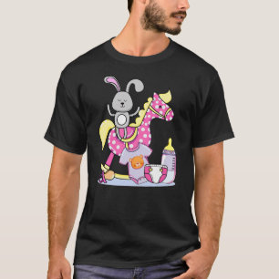 BABY BUNNY RABBIT ON ROCKING HORSE T-Shirt