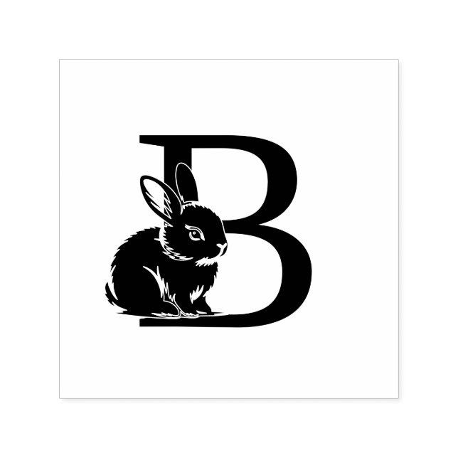 Baby Bunny Rabbit Over Single Bold Init Monogram Self-inking Stamp (Design)