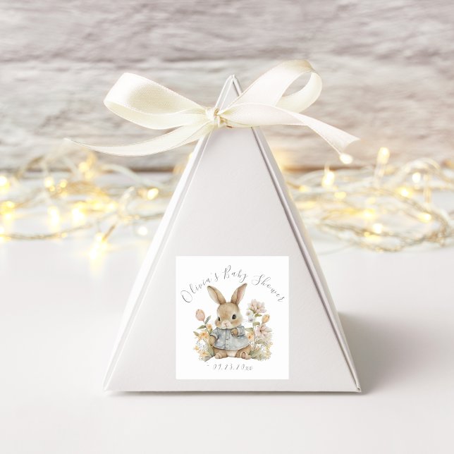 Baby Bunny Rabbit Personalised Square Sticker (Creator Uploaded)