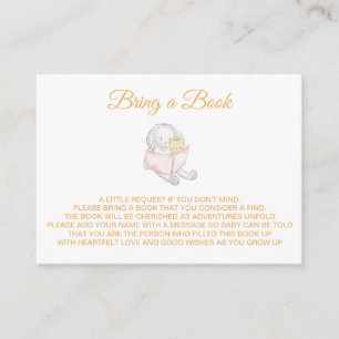 *~* Baby Bunny Rabbit Reading Teddy Bring a Book Enclosure Card
