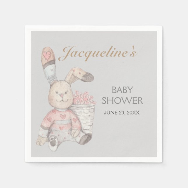 Baby Bunny Rabbit Watercolor Gender Neutral Napkin (Front)
