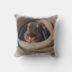 Baby Bunny Snuggled in a Blankie Cushion
