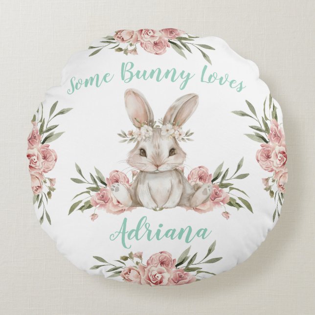 Baby Bunny Some Bunny Loves You Round Cushion (Front)