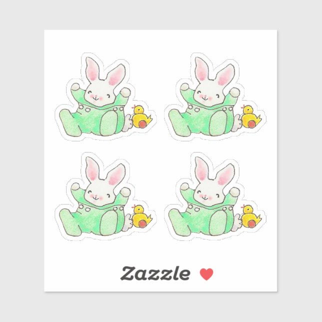 Baby Bunny with Chick Sticker (Sheet)