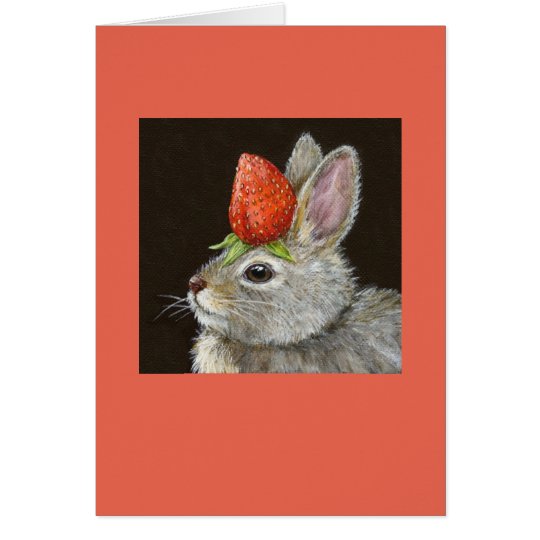 baby bunny with strawberry card