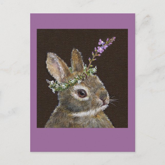 baby bunny with wildflower hat postcard (Front)