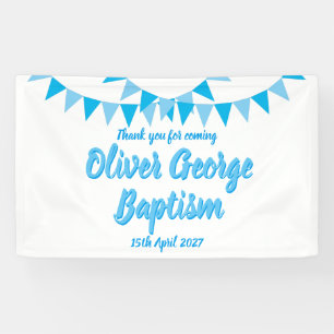 Baby Bunting Blue Baptism Christening Favour Banner