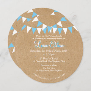 Baby Bunting Blue Baptism Christening Invitation
