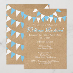 Baby Bunting Blue Baptism Christening Invitation