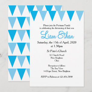 Baby Bunting Blue Baptism Christening Invitation