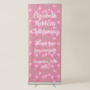 Baby Bunting Pink Baptism Christening Retractable Banner