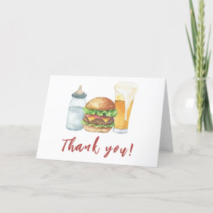 Baby, Burgers and Beers Baby shower Thank you Card