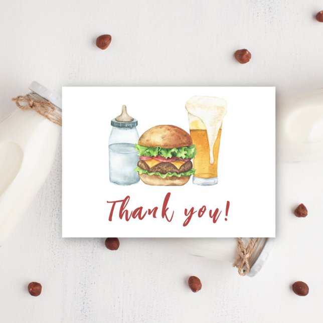 Baby, Burgers and Beers Baby shower Thank you Card (Creator Uploaded)