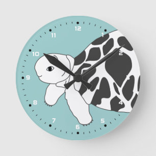Baby Burmese Star Tortoise Wall Clock (blue)