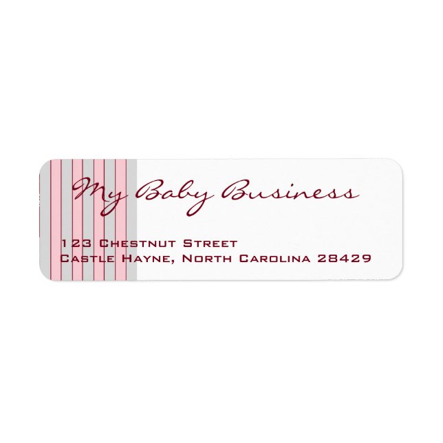 Baby Business Grey & Pink Return Address Labels (Front)