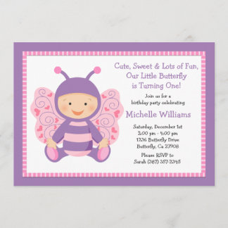 Baby Butterfly Birthday Party Invitation
