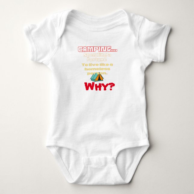 Baby camping humour funny bodysuit (Front)