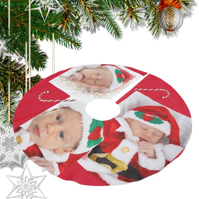 Baby Candy Cane Your Custom Family Photos Brushed Polyester Tree Skirt (Baby Candy Cane Your Custom Family Photos Brushed Polyester Tree Skirt)