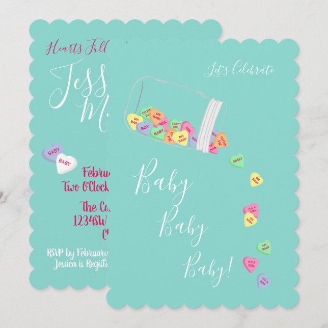 BABY Candy Hearts Baby Shower Sprinkle Invitation (Front/Back)