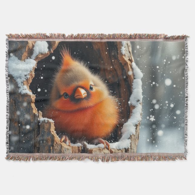 Baby Cardinal  Throw Blanket (Front)