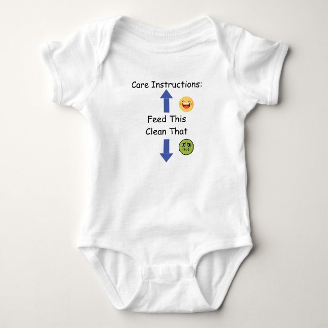 Baby Care Instructions One-Piece Bodysuit (Front)