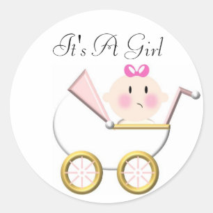Baby Carriage 2, It's A Girl Classic Round Sticker