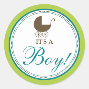 Baby Carriage Announcement Sticker (lime/teal)