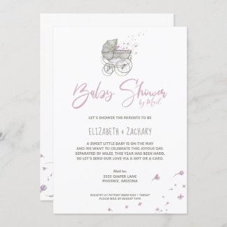 Baby Carriage Baby Shower by Mail Invitation