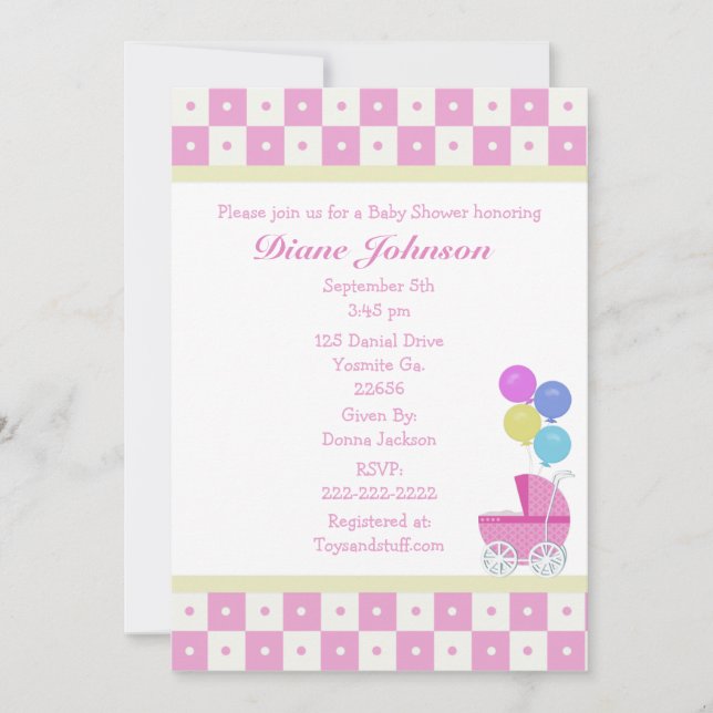 Baby Carriage: Baby Shower Invitations (Front)