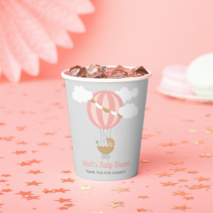 Baby Carriage Balloon Girl Baby Shower Paper Cups