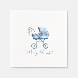 Baby Carriage Boy  Baby Shower Napkin