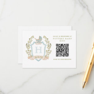 Baby Carriage Crest Baby Shower Gift Registry Enclosure Card