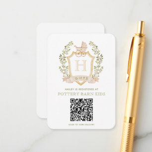 Baby Carriage Crest   Baby Shower Gift Registry Enclosure Card