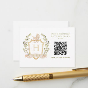 Baby Carriage Crest   Baby Shower Gift Registry Enclosure Card