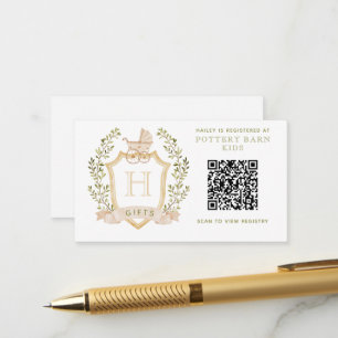 Baby Carriage Crest Baby Shower Gift Registry Enclosure Card