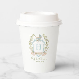Baby Carriage Crest Monogram Blue Baby Shower Paper Cups
