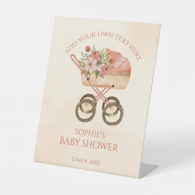 Baby Carriage Customisable sign baby shower (Front)