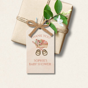 Baby Carriage Floral Thank You Gift Tags