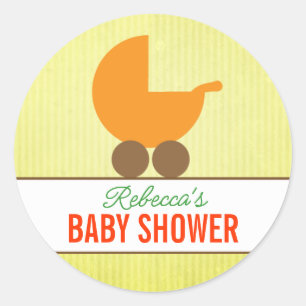 Baby Carriage Gender Neutral Baby Shower Classic Round Sticker