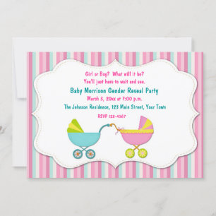 Baby Carriage Gender Reveal Invitation