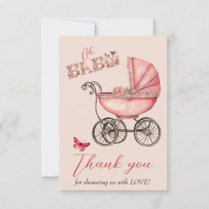 Baby Carriage Girls Baby Shower Thank You